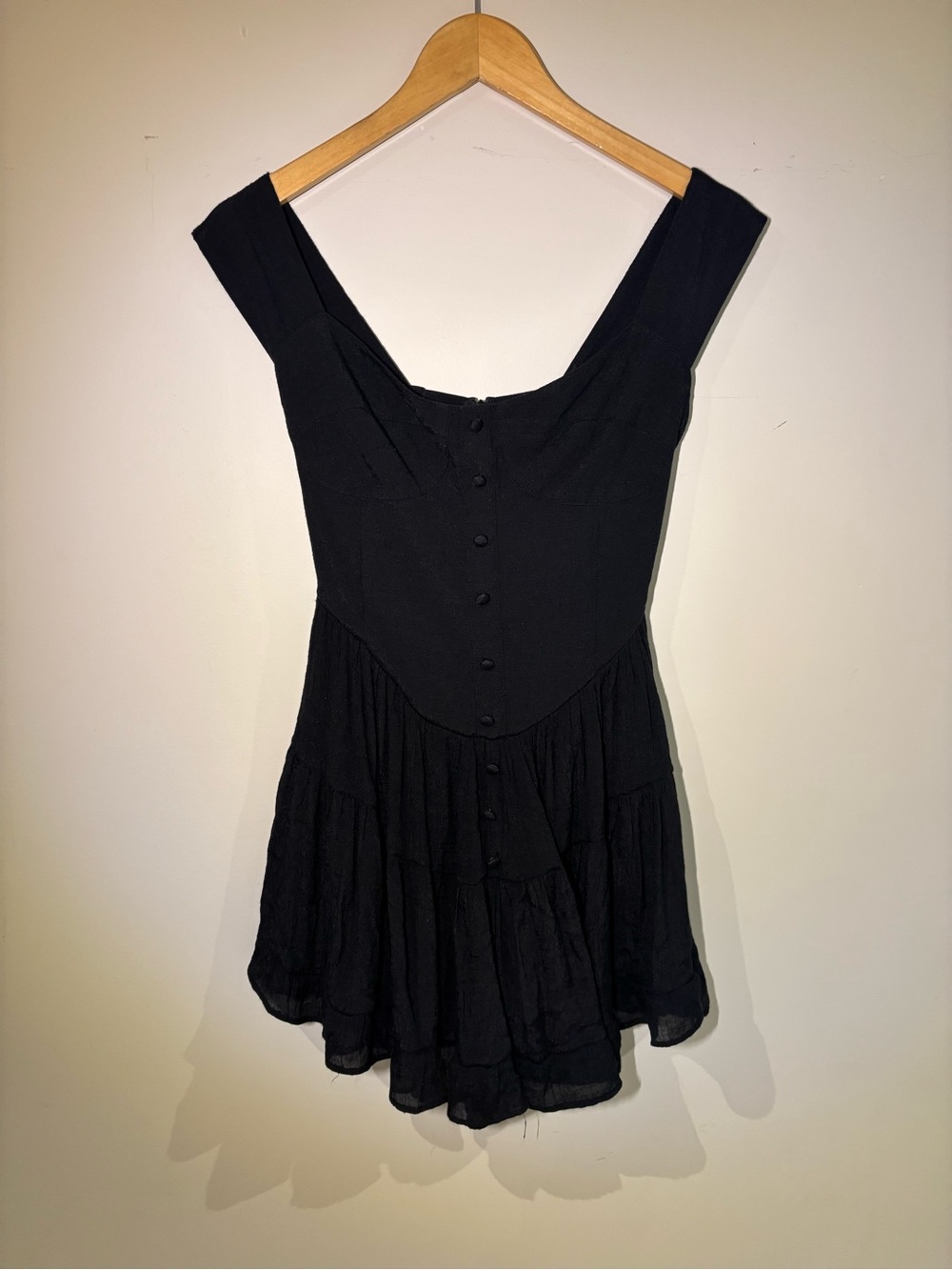 Vanessa Mooney Black Button-Front Mini Dress